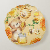 名前をカスタムするハニーベアーミツバチ ラウンドクッション (裏面)