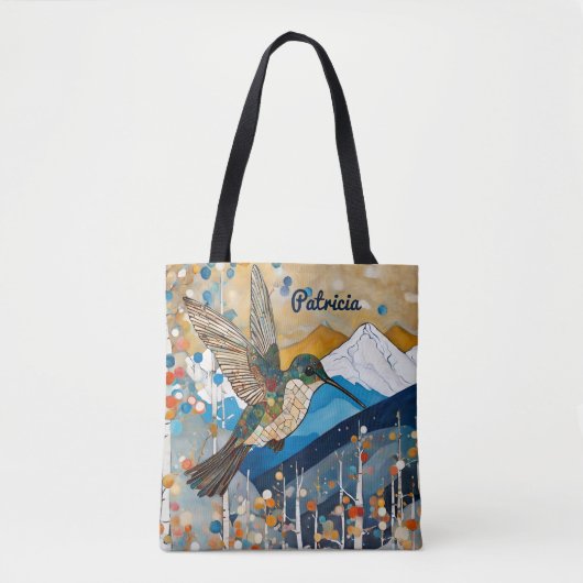 名前をカスタムするハミングバード トートバッグ (正面)
