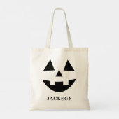 名前をカスタムするハロウィーンのカボチャのちょうちんパンプキン顔ハロウィン トートバッグ (裏面)
