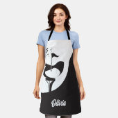 名前をカスタムするハローブラックアンドホワイトゴルフ エプロン (着用した状態)