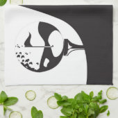 名前をカスタムするハローブラックアンドホワイトゴルフ キッチンタオル (折り畳み)