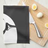 名前をカスタムするハローブラックアンドホワイトゴルフ キッチンタオル (四つ折り)