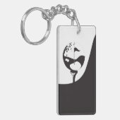 名前をカスタムするハローブラックアンドホワイトゴルフ キーホルダー (正面左)