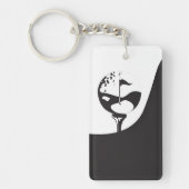 名前をカスタムするハローブラックアンドホワイトゴルフ キーホルダー (正面)