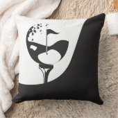 名前をカスタムするハローブラックアンドホワイトゴルフ クッション (ブランケット)