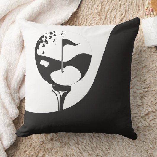 名前をカスタムするハローブラックアンドホワイトゴルフ クッション (ブランケット)