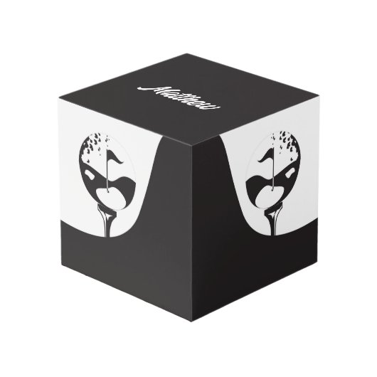 名前をカスタムするハローブラックアンドホワイトゴルフ フォトキューブ (正面アングル)