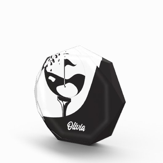 名前をカスタムするハローブラックアンドホワイトゴルフ フォトブロック (右)