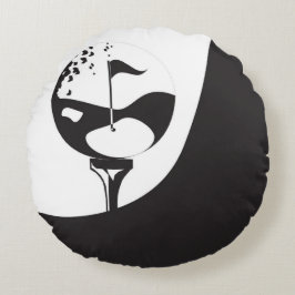 名前をカスタムするハローブラックアンドホワイトゴルフ ラウンドクッション