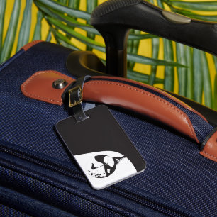 名前をカスタムするハローブラックアンドホワイトゴルフ ラゲッジタグ