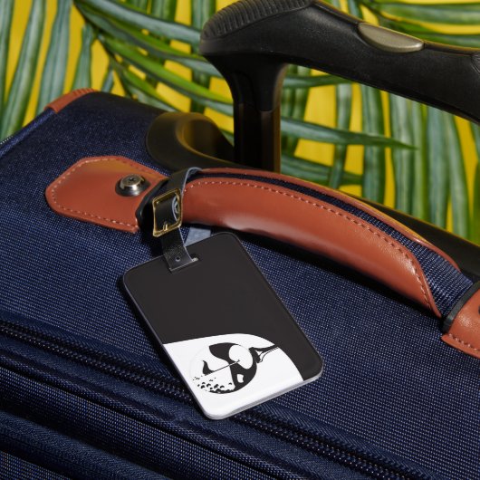 名前をカスタムするハローブラックアンドホワイトゴルフ ラゲッジタグ (正面インサイチュ1)