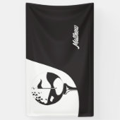 名前をカスタムするハローブラックアンドホワイトゴルフ 横断幕 (縦)