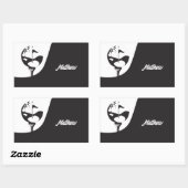 名前をカスタムするハローブラックアンドホワイトゴルフ 長方形シール (シート)