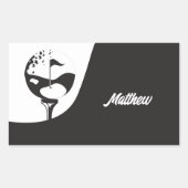 名前をカスタムするハローブラックアンドホワイトゴルフ 長方形シール (正面)