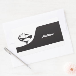 名前をカスタムするハローブラックアンドホワイトゴルフ 長方形シール