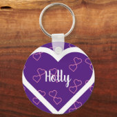 名前をカスタムするハートキーリング キーホルダー (正面)