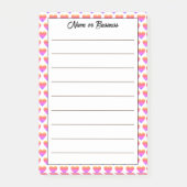 名前をカスタムするハートパターンの注記 ポストイット (正面)