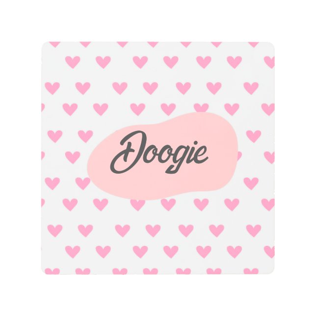 名前をカスタムするハートパターン メタルプリント (正面)