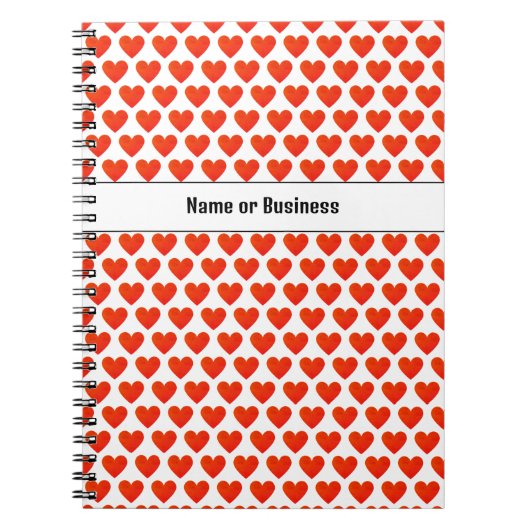 名前をカスタムするハート模様スパイラルフォトノートブック ノートブック (正面)