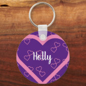 名前をカスタムするハート キーホルダー (正面)