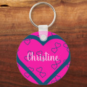名前をカスタムするハート キーホルダー (正面)