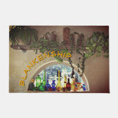 名前をカスタムするハーフムーンウィンドウプラントウェルカム ドアマット (正面)