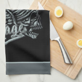 名前をカスタムするバイクもしくは自転車に乗る人スカルウィングスオートバイガレージ キッチンタオル (四つ折り)