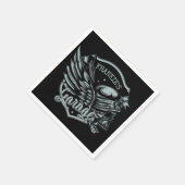 名前をカスタムするバイクもしくは自転車に乗る人スカルウィングスオートバイガレージ スタンダードカクテルナプキン (角)