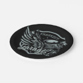 名前をカスタムするバイクもしくは自転車に乗る人スカルウィングスオートバイガレージ ペーパープレート (アングル)