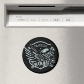 名前をカスタムするバイクもしくは自転車に乗る人スカルウィングスオートバイガレージ マグネット (インサイチュ (食洗機))