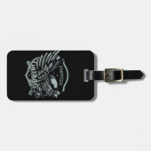 名前をカスタムするバイクもしくは自転車に乗る人スカルウィングスオートバイガレージ ラゲッジタグ (正面横)