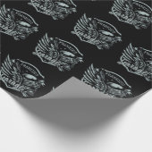 名前をカスタムするバイクもしくは自転車に乗る人スカルウィングスオートバイガレージ ラッピングペーパー (角)