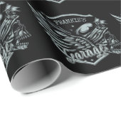 名前をカスタムするバイクもしくは自転車に乗る人スカルウィングスオートバイガレージ ラッピングペーパー (ロールコーナー)