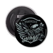 名前をカスタムするバイクもしくは自転車に乗る人スカルウィングスオートバイガレージ 栓抜き (正面)