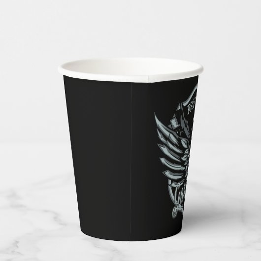 名前をカスタムするバイクもしくは自転車に乗る人スカルウィングスオートバイガレージ 紙コップ (右)