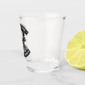 名前をカスタムするバイクもしくは自転車に乗る人整備士スカルオートバイガレージ ショットグラス (右)