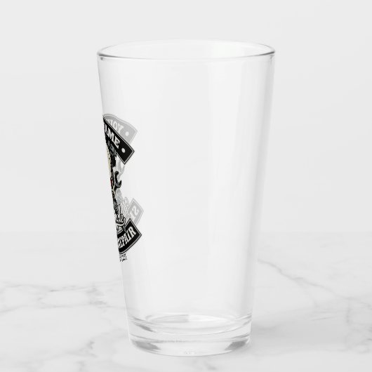 名前をカスタムするバイクもしくは自転車に乗る人整備士スカルオートバイガレージ タンブラーグラス (左)