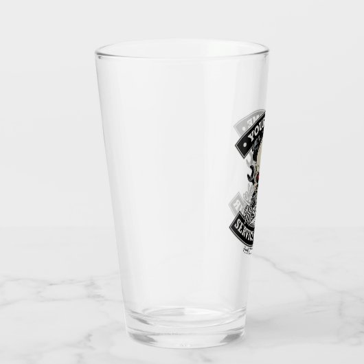 名前をカスタムするバイクもしくは自転車に乗る人整備士スカルオートバイガレージ タンブラーグラス (右)