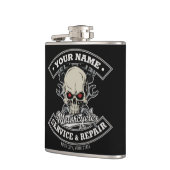 名前をカスタムするバイクもしくは自転車に乗る人整備士スカルオートバイガレージ フラスク (左)