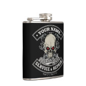 名前をカスタムするバイクもしくは自転車に乗る人整備士スカルオートバイガレージ フラスク (右)