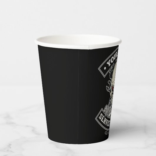 名前をカスタムするバイクもしくは自転車に乗る人整備士スカルオートバイガレージ 紙コップ (右)