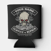 名前をカスタムするバイクもしくは自転車に乗る人整備士スカルオートバイガレージ 缶クーラー (裏面)