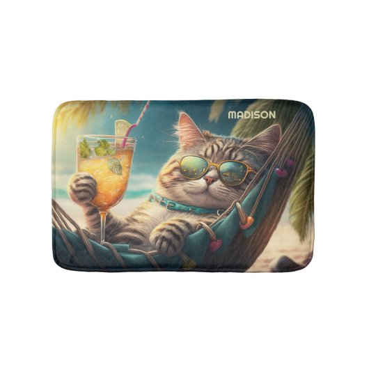 名前をカスタムするバケーションネコ バスマット (正面)