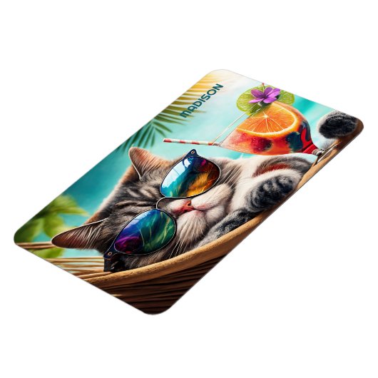 名前をカスタムするバケーションネコ マグネット (左側)