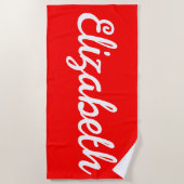 名前をカスタムするバケーションプールパーソナライズされた誕生日 ビーチタオル (正面)