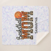 名前をカスタムするバスケットボールママ |母の日 シェルパブランケット (正面(横))