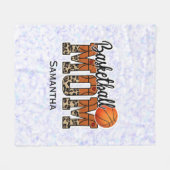 名前をカスタムするバスケットボールママ |母の日 フリースブランケット (正面(横))