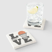 名前をカスタムするバスケットボールラブ ストーンコースター (横)