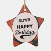 名前をカスタムするバスケットボール誕生日ラージグランジボール セラミックオーナメント (左)