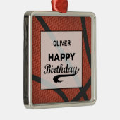 名前をカスタムするバスケットボール誕生日ラージグランジボール メタルオーナメント (右)